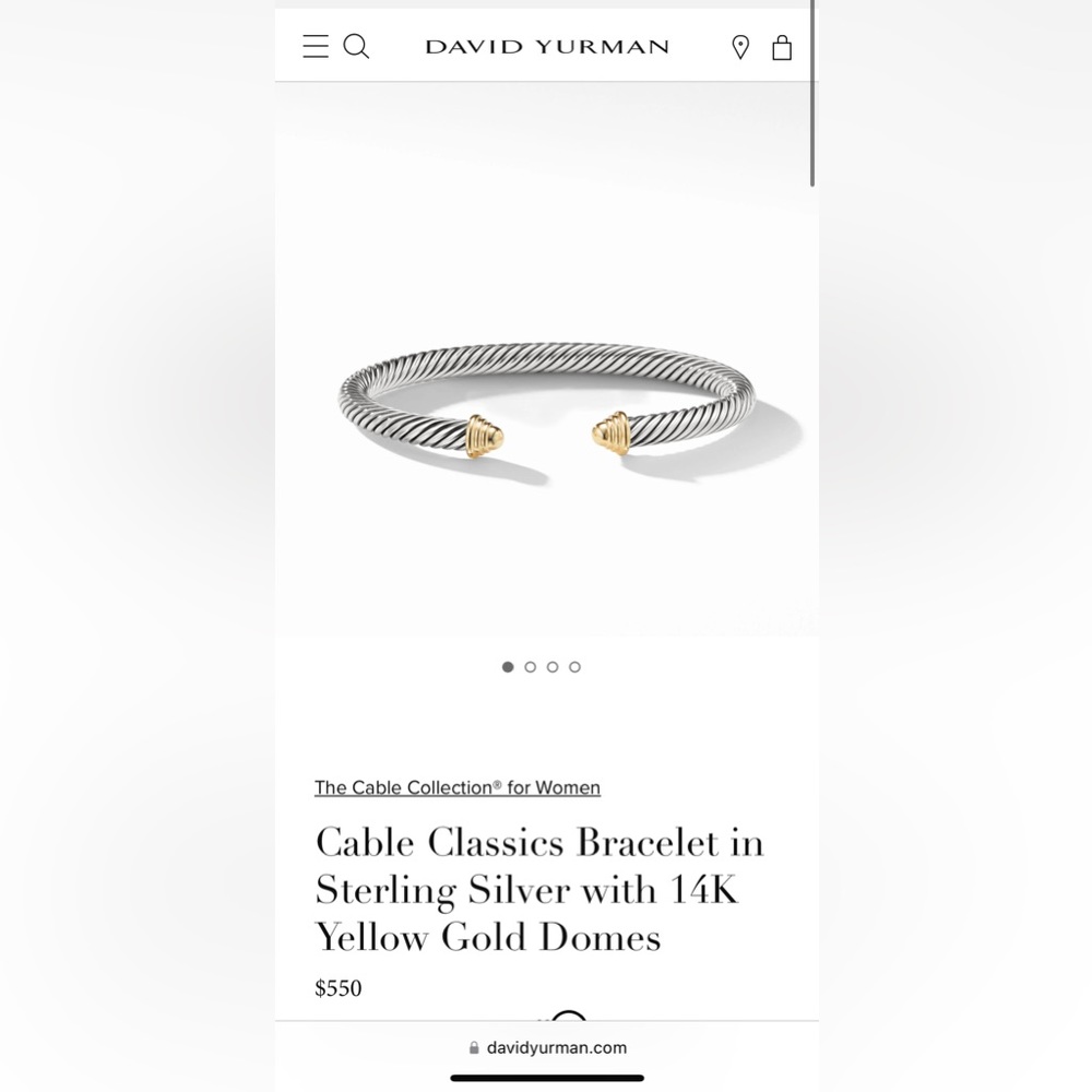 David Yurman cable classics cuff bracelet with 14K gold
